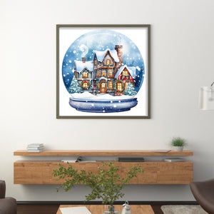 Yishu - Christmas Igloo Crystal Ball - 50*50CM 11CT 3 Stamped Cross Stitch