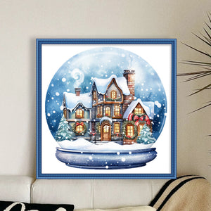 Yishu - Christmas Igloo Crystal Ball - 50*50CM 11CT 3 Stamped Cross Stitch