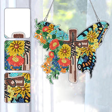 Load image into Gallery viewer, Round DIY Diamond Painting Ornaments for Home Wall Decor (Butterfly Cross 4)
