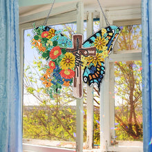Load image into Gallery viewer, Round DIY Diamond Painting Ornaments for Home Wall Decor (Butterfly Cross 4)
