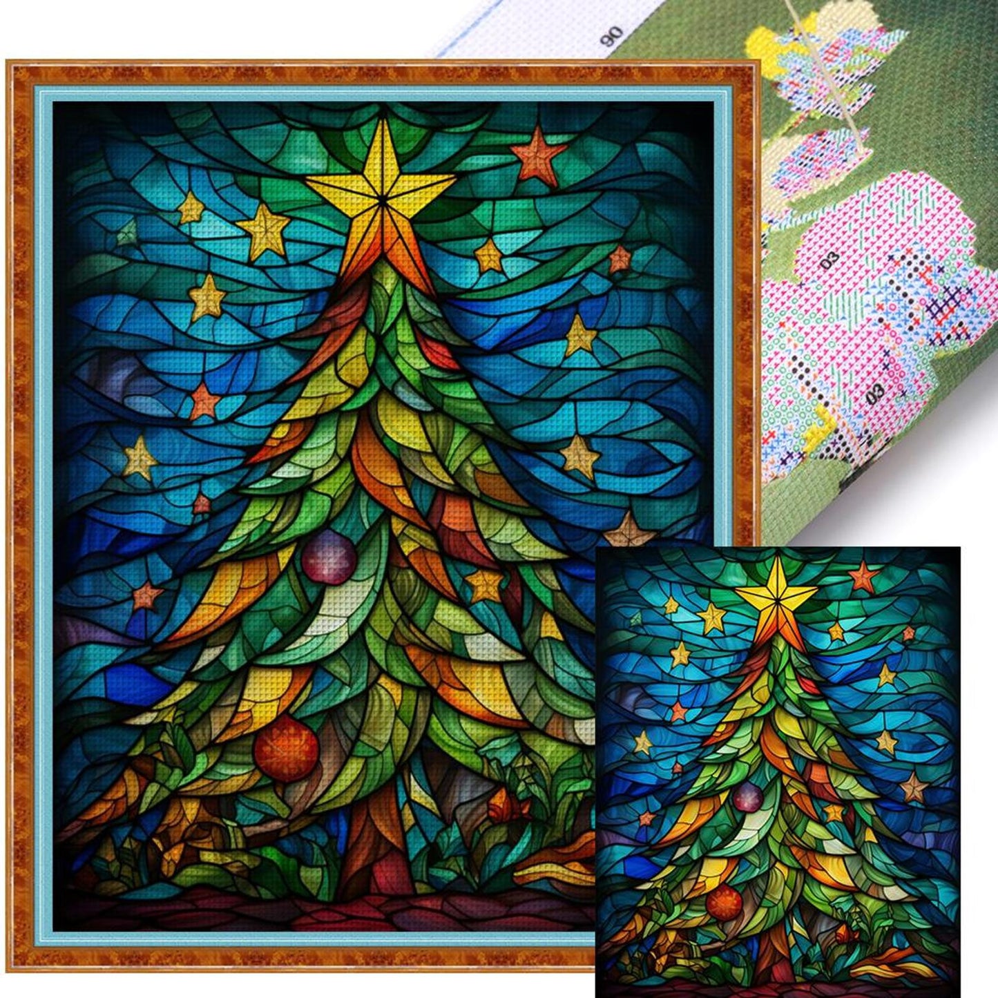 Christmas Tree - Full 14CT Stamped Cross Stitch 40x50CM - Huacan