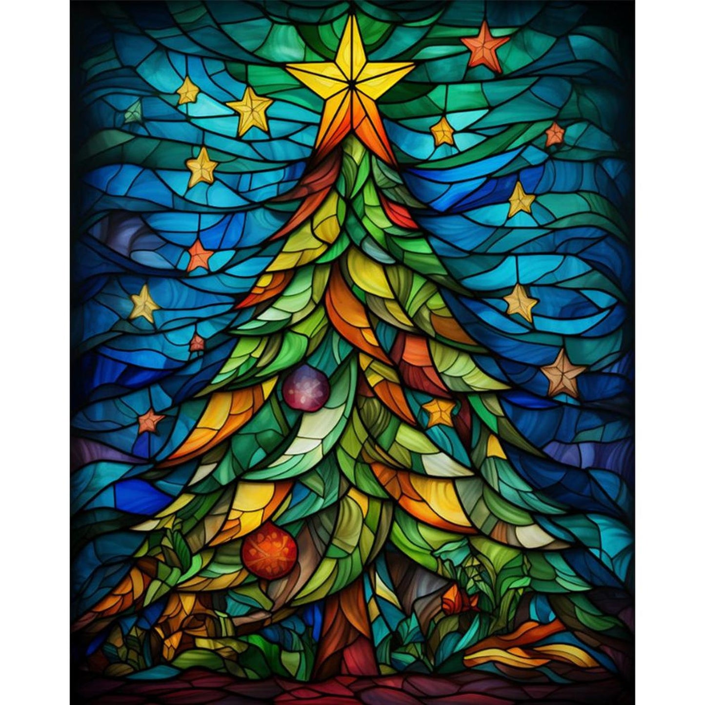 Christmas Tree - Full 14CT Stamped Cross Stitch 40x50CM - Huacan
