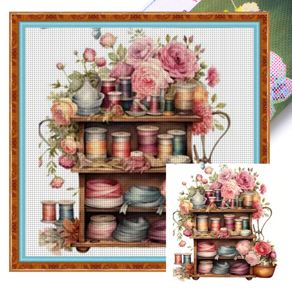 Yishu - Shelf - 50*50CM 11CT 3 Stamped Cross Stitch