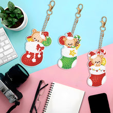 Load image into Gallery viewer, Christmas 3PCS Diamond Painting Keychain Double Sided Rhinestone Painting Keychain Pendant
