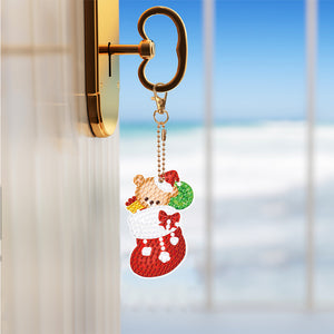 Christmas 3PCS Diamond Painting Keychain Double Sided Rhinestone Painting Keychain Pendant