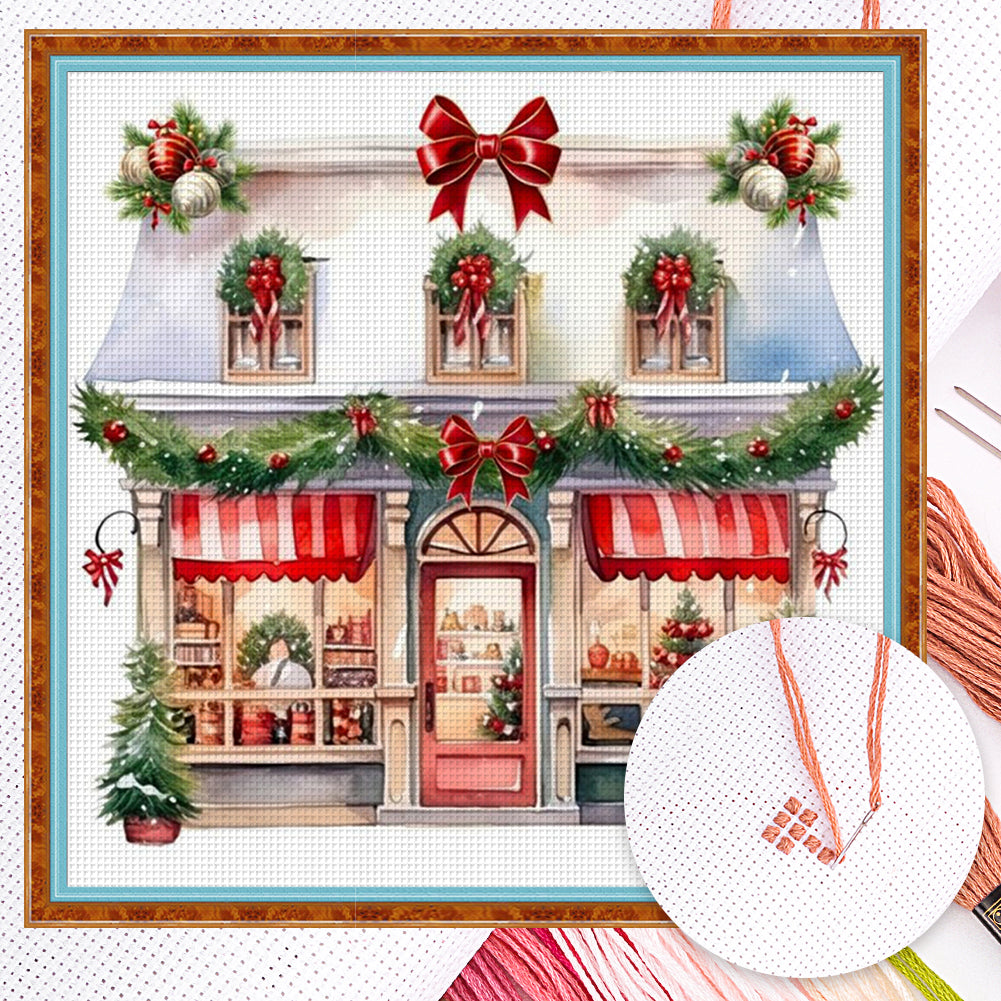 Christmas Shop - Full 11CT Counted Cross Stitch 50x50CM - Huacan