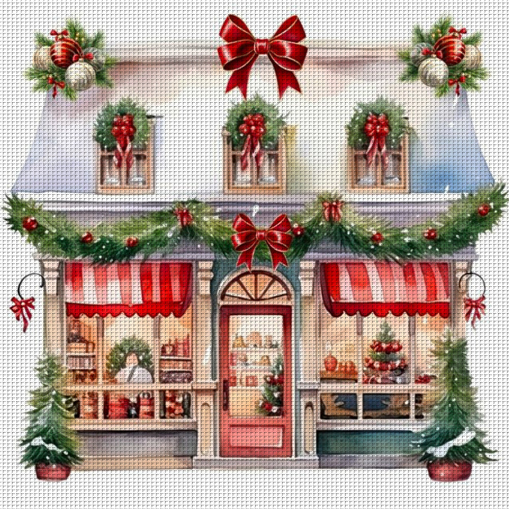 Christmas Shop - Full 11CT Counted Cross Stitch 50x50CM - Huacan