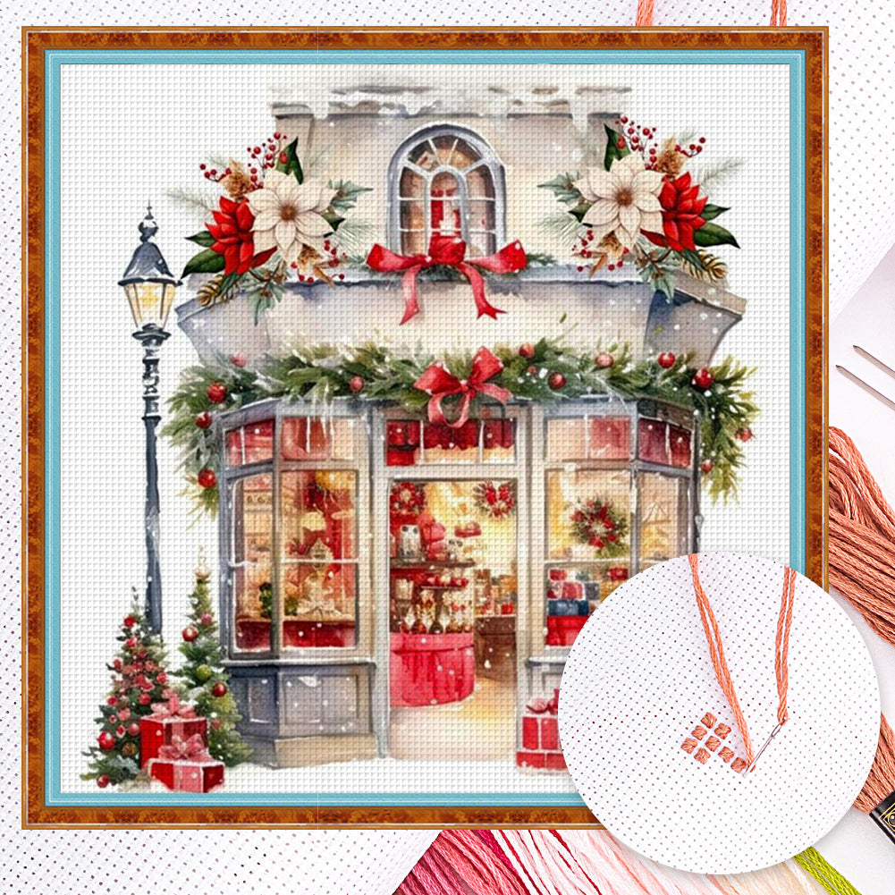 Christmas Shop - Full 11CT Counted Cross Stitch 50x50CM - Huacan