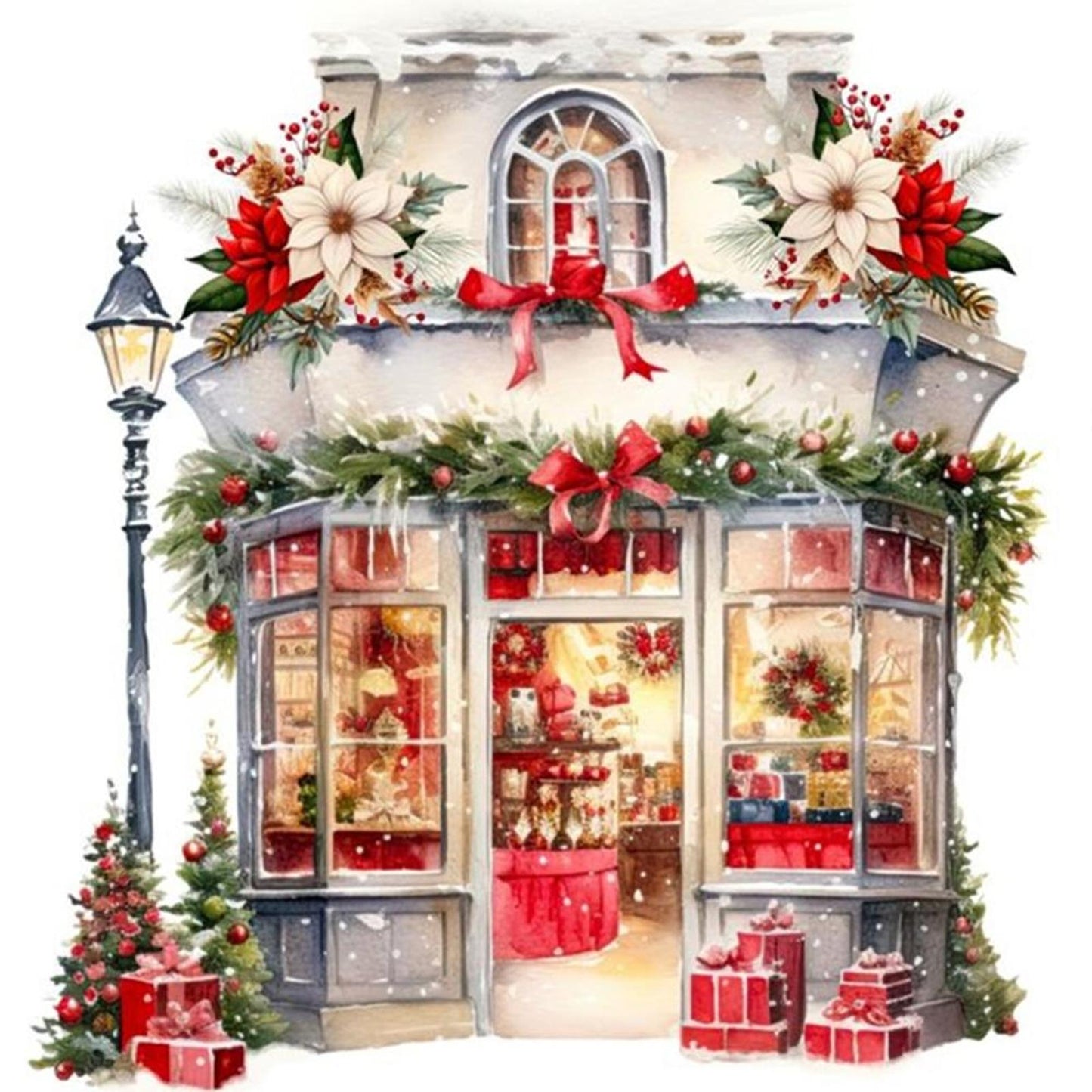 Christmas Shop - Full 11CT Counted Cross Stitch 50x50CM - Huacan