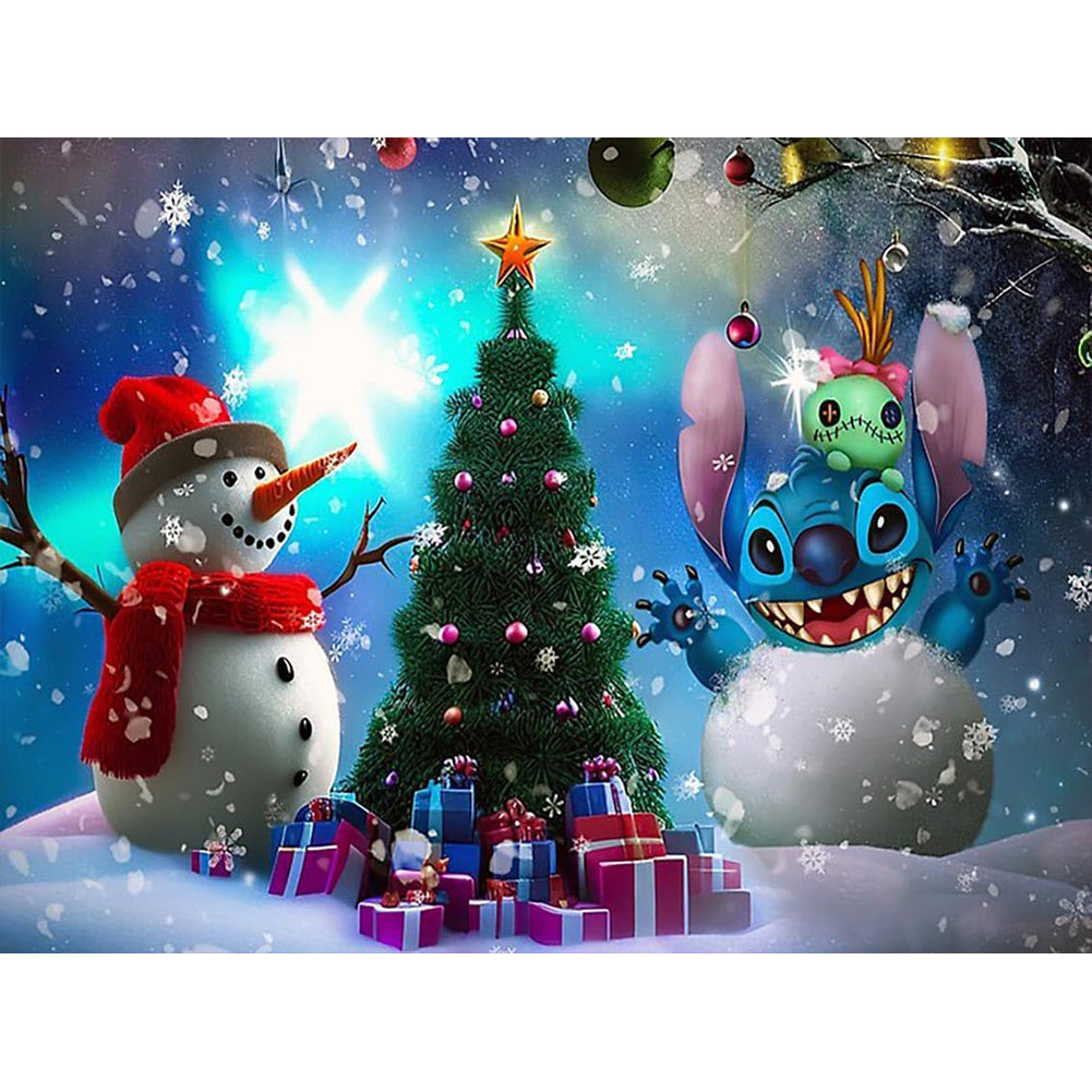 Snowflake And Stitch The Snowman 40*30CM(Canvas) Full Round Drill Diamond Painting