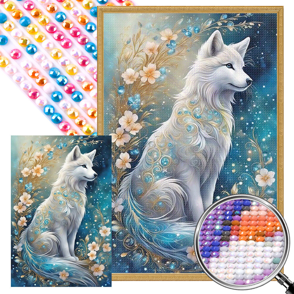 White Fox 40*60CM(Picture) Full Round Drill Diamond Painting