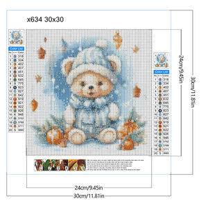 Christmas Bear 30*30CM(Canvas) Full Round Drill Diamond Painting