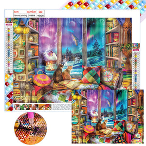 Cat In A House 40*30CM(Canvas) Full Square Drill Diamond Painting