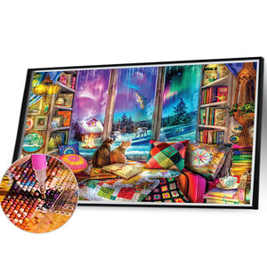 Cat In A House 40*30CM(Canvas) Full Square Drill Diamond Painting
