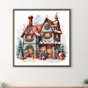 Christmas Snow House 30*30CM(Canvas) Full Round Drill Diamond Painting