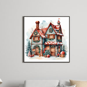 Christmas Snow House 30*30CM(Canvas) Full Round Drill Diamond Painting