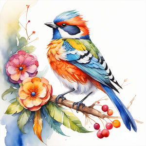 Kingfisher On A Branch 30*30CM(Canvas) Full Round Drill Diamond Painting