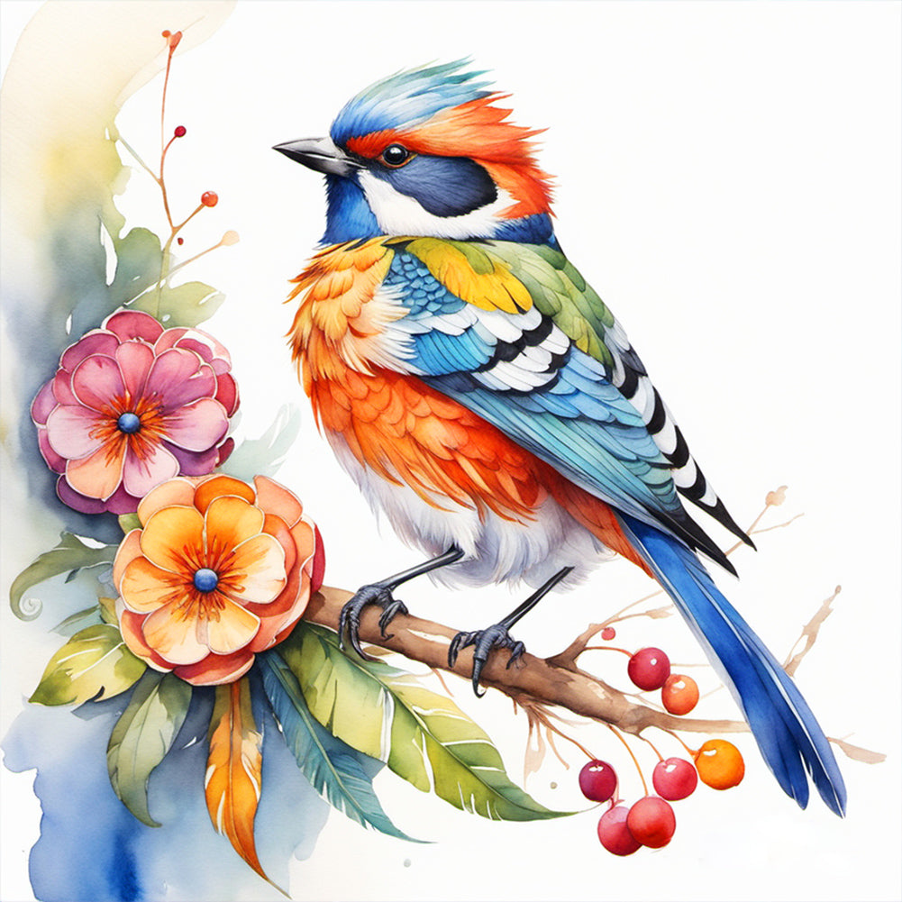 Kingfisher On A Branch 30*30CM(Canvas) Full Round Drill Diamond Painting