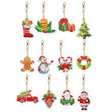 Load image into Gallery viewer, 12PCS Christmas Santa Full Drill Keyring for Christmas Home Party Decor
