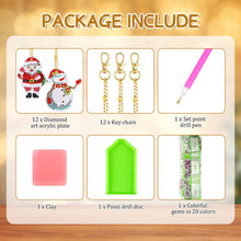 Load image into Gallery viewer, 12PCS Christmas Santa Full Drill Keyring for Christmas Home Party Decor
