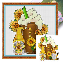 Load image into Gallery viewer, Huancan - Sunflower Gnome - 40*40CM 11CT 3 Stamped Cross Stitch
