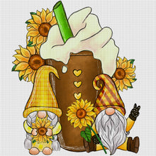 Load image into Gallery viewer, Huancan - Sunflower Gnome - 40*40CM 11CT 3 Stamped Cross Stitch
