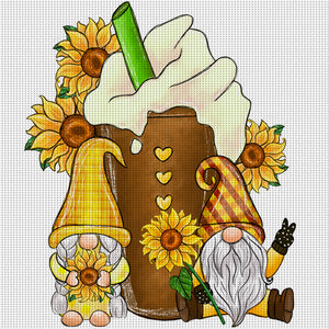 Huancan - Sunflower Gnome - 40*40CM 11CT 3 Stamped Cross Stitch