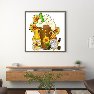 Huancan - Sunflower Gnome - 40*40CM 11CT 3 Stamped Cross Stitch