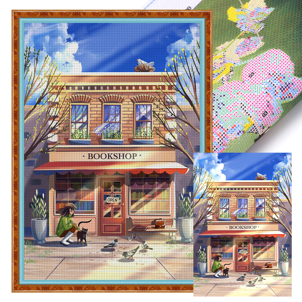 Yishu - Spring Bookstore - 50*70CM 11CT 3 Stamped Cross Stitch