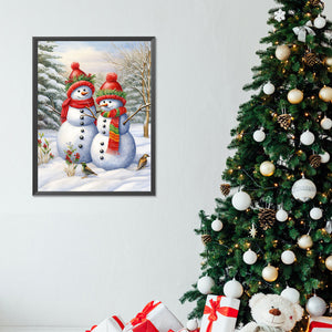 Two Snowmen 30*40CM(Canvas) Full Round Drill Diamond Painting