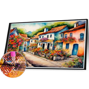Countryside Town 40*30CM(Canvas) Full Round Drill Diamond Painting