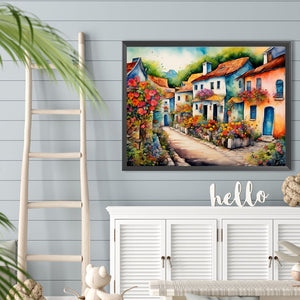 Countryside Town 40*30CM(Canvas) Full Round Drill Diamond Painting