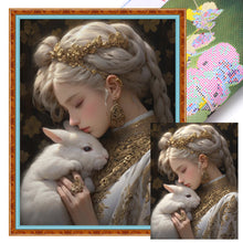 Load image into Gallery viewer, Yishu - Rabbit And Girl - 50*65CM 11CT 3 Stamped Cross Stitch
