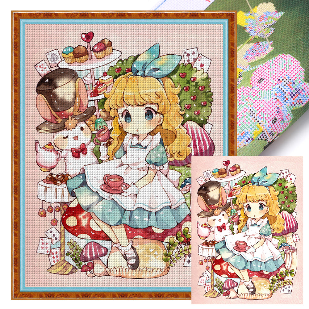 Yishu - Cartoon Alice - 50*65CM 11CT 3 Stamped Cross Stitch