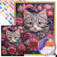Load image into Gallery viewer, Cat With Flowers 30*40CM(Picture) Full Round Drill Diamond Painting
