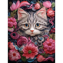 Load image into Gallery viewer, Cat With Flowers 30*40CM(Picture) Full Round Drill Diamond Painting
