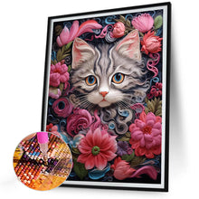 Load image into Gallery viewer, Cat With Flowers 30*40CM(Picture) Full Round Drill Diamond Painting
