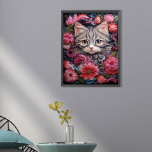 Load image into Gallery viewer, Cat With Flowers 30*40CM(Picture) Full Round Drill Diamond Painting
