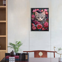 Load image into Gallery viewer, Cat With Flowers 30*40CM(Picture) Full Round Drill Diamond Painting
