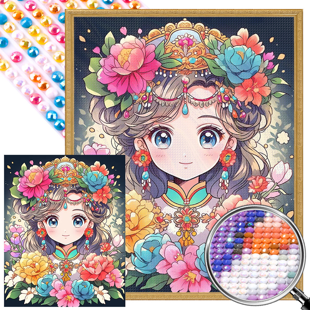Cartoon Girl 40*60CM(Picture) Full Round Drill Diamond Painting