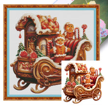 Load image into Gallery viewer, Huancan - Christmas Gingerbread Sleigh - 50*50CM 11CT 3 Stamped Cross Stitch
