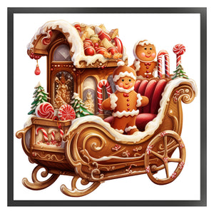 Huancan - Christmas Gingerbread Sleigh - 50*50CM 11CT 3 Stamped Cross Stitch