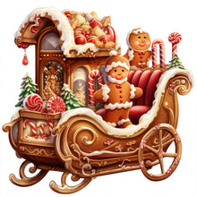 Load image into Gallery viewer, Huancan - Christmas Gingerbread Sleigh - 50*50CM 11CT 3 Stamped Cross Stitch
