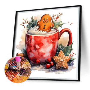 Christmas Drink In A Cup 30*30CM(Canvas) Full Round Drill Diamond Painting