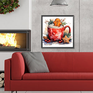 Christmas Drink In A Cup 30*30CM(Canvas) Full Round Drill Diamond Painting