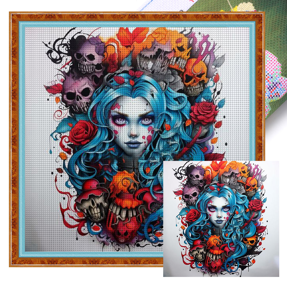 Yishu - Skeleton Woman - 50*50CM 11CT 3 Stamped Cross Stitch