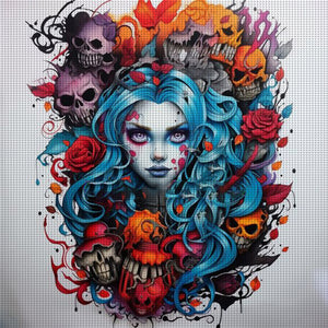 Yishu - Skeleton Woman - 50*50CM 11CT 3 Stamped Cross Stitch
