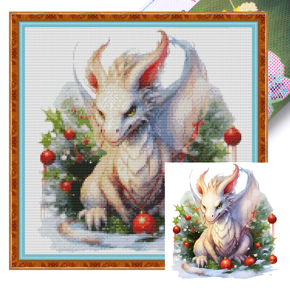 Huancan - Pterosaur With Christmas Wreath - 40*40CM 11CT 3 Stamped Cross Stitch