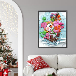 Snowman 30*40CM(Canvas) Partial Special Shaped Drill Diamond Painting