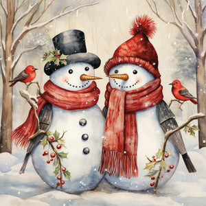 Winter Snowman 30*30CM(Canvas) Full Round Drill Diamond Painting